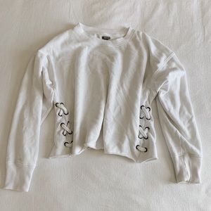 Aerie cropped lace up sweatshirt